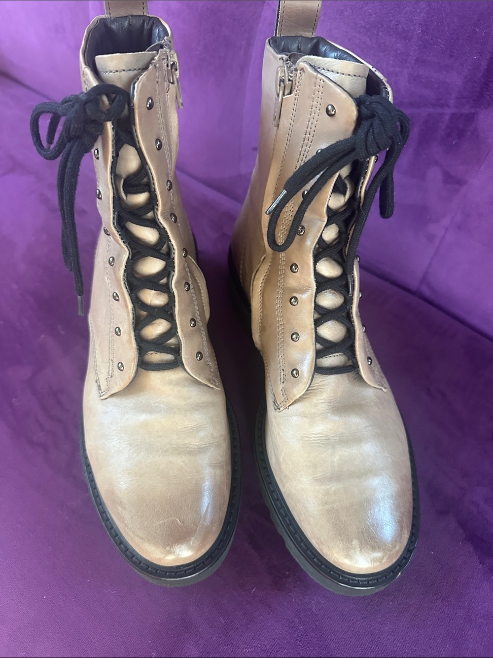 Paul Green Men's Lace-Up Combat Boots in Taupe